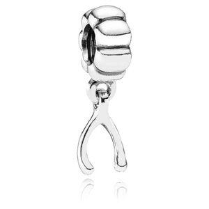 Pandora Retired Sterling Silver Make a Wish Wishbone Dangle Bead